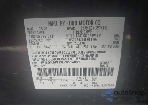 2020 Ford Explorer Limited from USA, damaged, VIN 1FMSK8FH3LGC14891